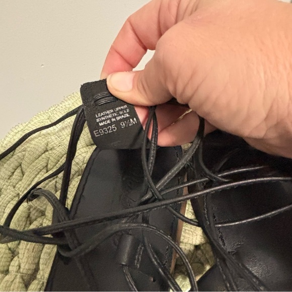 Madewell The Boardwalk Matte Black Leather Lace-Up Flat Sandal Size 9.5 - Picture 10 of 11